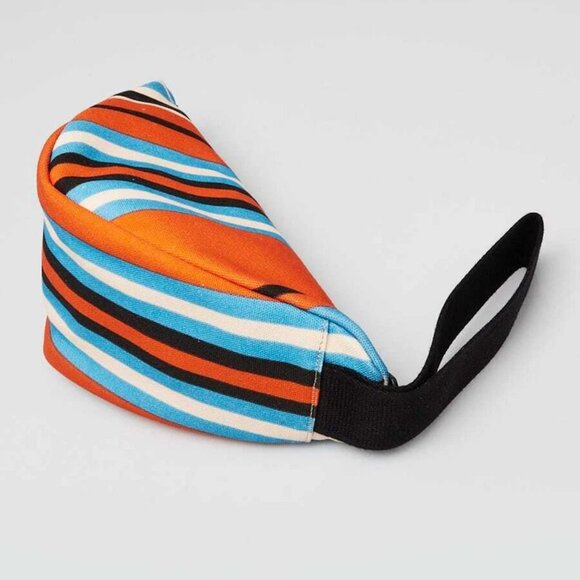 Prada Orange/Blue Striped Canvas Triangle Wristlet Clutch Bag - Picture 3 of 11